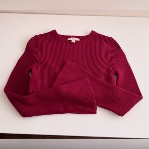 Michael Kors Burgundy Bell-Sleeve Knit Sweater, size S